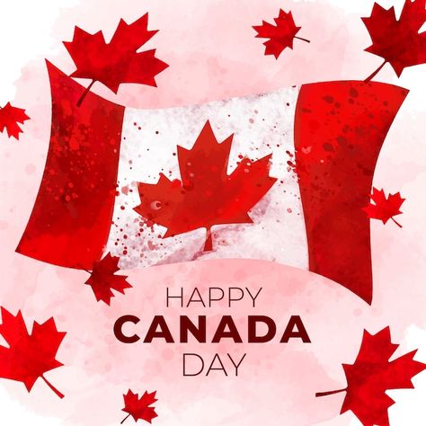 Canadian Flag Art, Canada Day Images, Canada Day Flag, Canada Day Crafts, Patriotic Images, Happy Canada Day, Day Illustration, Canadian Flag, Flag Art