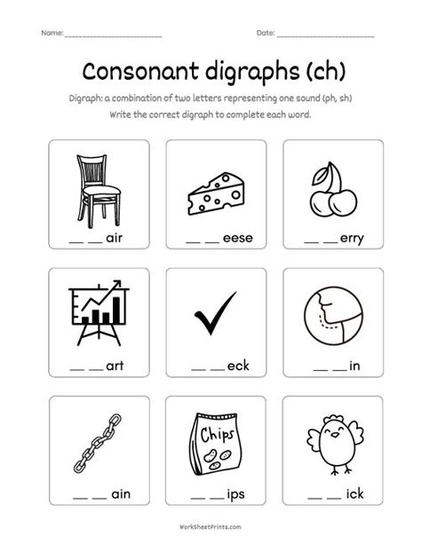 Consonant Digraph 'ch' | Digraph Worksheets Ch Worksheets Kindergarten, Ch Blend Worksheets, Ch Digraph Worksheet, Ch Sound Worksheets, Ch Words Worksheets, Ch Worksheet, Consonant Digraphs Worksheets, Phonics Blends Worksheets, Consonants Worksheets