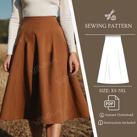 Get a big discount with the Bundle Shop Pattern: https://www.etsy.com/listing/1695033562/Elevate your style with our A-Line Skirt Sewing Pattern. Create a chic below-knee midi or a timeless long skirt effortlessly with our easy-to-follow digital PDF pattern. Suitable for sizes XS-5XL, enjoy instant download convenience. Format : US Letter, A0 On request, I can send you in A4 and DFX format Note on seam allowances: Seam allowances are included. All seams 1 cm; seam allowance for hem of garment an A Line Skirt Pattern, Skirt Pattern Free, Skirt Sewing Pattern, Skirt Sewing, Make Your Own Clothes, Techniques Couture, Skirt Patterns Sewing, Langer Rock, Sewing Skirts