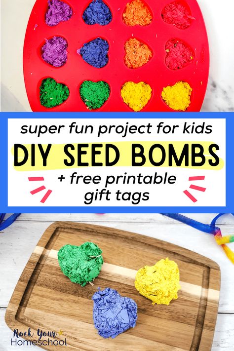 Discover how this DIY seed bombs for kids project is simple and super fun. Includes free printable gift tags to help you easily share with family, friends, and loved ones. Elementary School Craft, Frog Food, Free Printable Crafts, Fun Projects For Kids, Free Printable Gifts, Printable Gift Tags, Free Printable Gift Tags, Learn Crafts, Printable Crafts