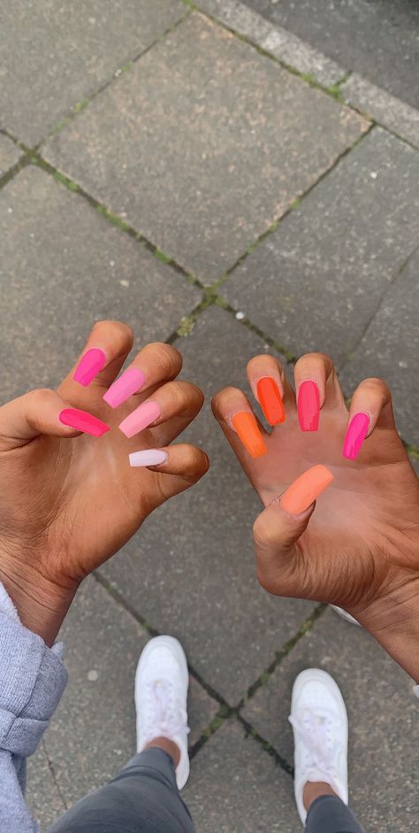 Acrylic nails - multi coloured 🌈 Nails Colourful, Nails Acrylic Designs, Nails Festival, Colourful Acrylic Nails, Nail Salon And Spa, Ten Nails, Gel Nail Colors, Summer Acrylic Nails, Festival Nails