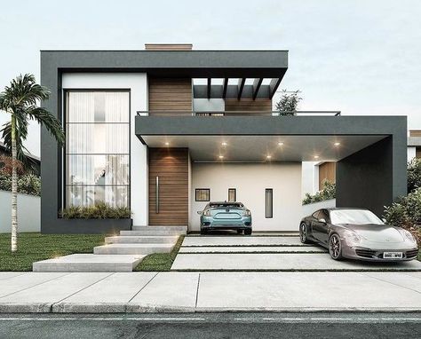 Modern House Facades, House Arch Design, Modern Exterior House Designs, Architect Design House, Architecture Model House, Model House Plan, Minimal House Design, Wall Designs, Beautiful House Plans