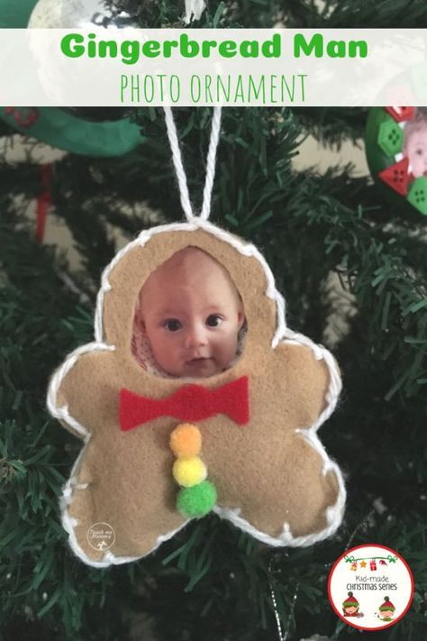 Gingerbread Man Photo Ornament, so cute! #kidmadexmas #christmas #crafts #felt Toddler Ornaments, Baby Christmas Crafts, Room Crafts, Crafts For Toddlers, Gingerbread Crafts, Christmas Crafts For Toddlers, Christmas Crafts For Kids To Make, Christmas Crafts For Gifts, Preschool Christmas