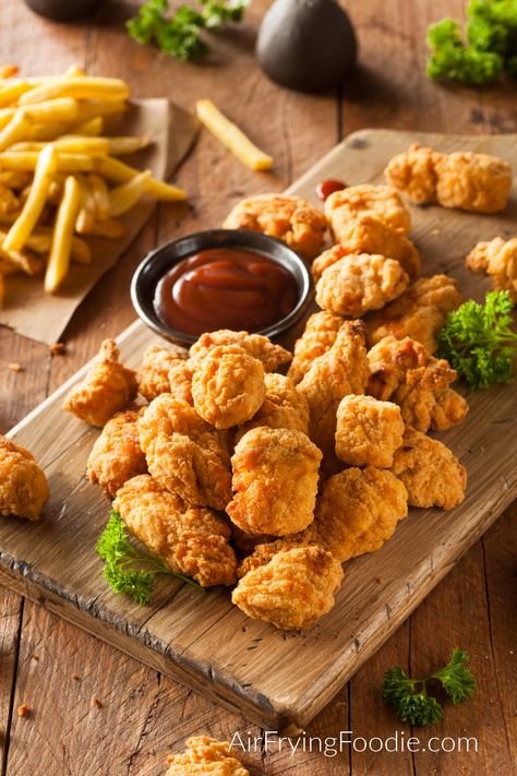 Air Fryer Chicken Bites + 25 Air Fryer Chicken Recipes | Air Frying Foodie Kfc Popcorn Chicken Recipe, Chicken Pop, Popcorn Chicken Recipe, Homemade Chicken Nuggets, Crispy Chicken Tenders, Chicken Nugget Recipes, Dada Ayam, Kfc Chicken, Nuggets Recipe