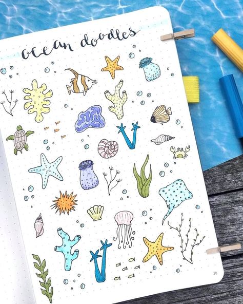 Ocean #doodles by ig@nicole.josephinee | illustration | drawing Ocean Doodles, Sea Doodles, Planner Doodles, Sketch Note, Bullet Journal 2019, Doodle Art Journals, Bullet Journal Themes, Bullet Journal Writing, Bullet Journal Art