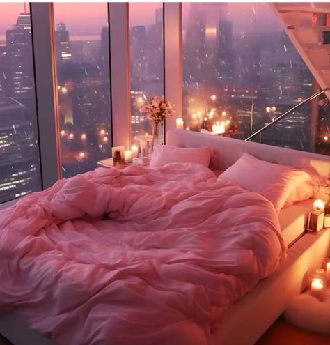 Pink House Aesthetic Interior, Big Fluffy Bed, Cozy Porches, Feminine Apartment, Future Aspirations, 80s House, Huge Bed, Fantasy Bedroom, Meagan Good