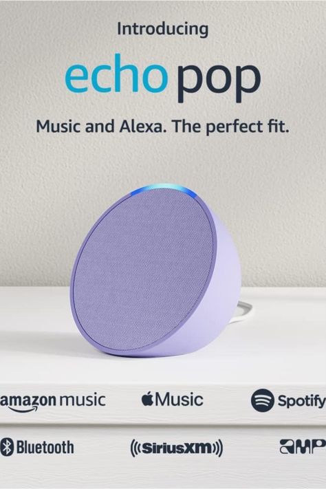 Introducing Echo Pop | Full sound compact smart speaker with Alexa | Lavender Bloom INTRODUCING ECHO POP CONTROL MUSIC WITH YOUR VOICE MAKE ANY SPACE A SMART SPACE LIFE JUST GOT EASIER ALEXA HAS SKILLS ABOUT THE LIGHT BAR DESIGNED TO PROTECT YOUR PRIVACY DESIGNED FOR SUSTAINABILITY Multi Room Audio, Alexa App, Music Spotify, Smart Lights, Smart Plug, Amazon Music, Smart Speaker, Home Network, Play Music