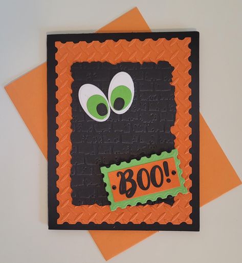 Handmade 4.5" x 5.5" Card.  Halloween Card with "Happy Halloween" on the inside. All cards are handmade and packaged in a cellophane sleeve.  Cards can be purchased as seen, or special ordered as needed.  www.HandmadeByCandC.com Halloween Birthday Cards Handmade, Halloween Cards Handmade Ideas For Kids, Halloween Cards Stampin Up Ideas, Stampin Up Boo To You Cards, Spooky Fun Stampin Up Cards, Homemade Halloween Cards, Cricket Cards, Spider Halloween Cards Handmade, Happy Halloween Cards