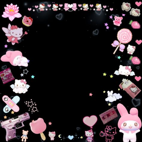 Kawaii Frame Template, Cute Frame Transparent Png, Kawaii Frame Png, Cute Frame Png, Hello Kitty Frame, Capcut Overlay, Edit Overlays, App Frame, Background Edit