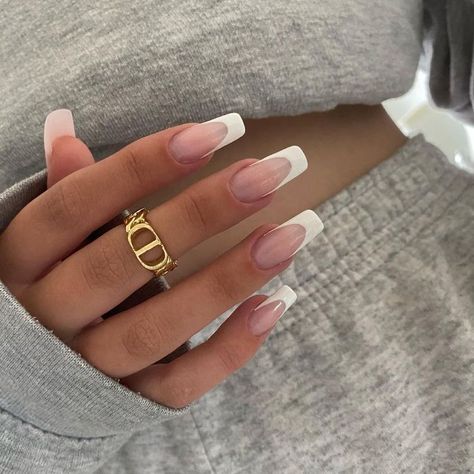 Aesthetic Neutral Nails, Neutral Fake Nails, Beige Nails Acrylic, French Tip Inspo Nails, Pretty Nail Ideas Acrylic, Beige French Tip Nails, Simple Aesthetic Nails, Fake Nails Ideas, Nails Ideas French Tip