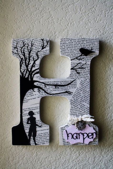 Creative newspaper latter - 35 Creative DIY Letters in Life Newspaper Art, Diy Letters, Newspaper Crafts, Letter H, 3d Letters, Letter A Crafts, Decorative Letters, Wooden Wedding, Wood Letters