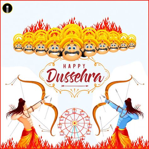 Happy Dussehra Festival wishes images and greetings - Indiater Exams Preparation, Dussehra Greetings, Happy Dusshera, Happy Dussehra Wishes, Good Over Evil, Science Questions, Ssc Cgl, Happy Dussehra, Free Flyer Templates