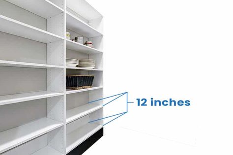 Walk-in Pantry Dimensions (Size Guide) - Designing Idea Walk In Pantry Dimensions, Narrow Walk In Pantry, Corner Pantry Dimensions, Pantry Dimensions, Walk In Pantry Ideas, Narrow Pantry, Kitchen Pantry Doors, Open Kitchen Shelves, Kitchen Size