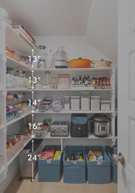 Pantry Shelf Spacing With Counter, Spice Shelf In Pantry, Pantry Shelf Configuration, Pantry Height Shelves, Standard Pantry Shelf Height, Pantry Shelf Measurements, Pantry Shelving Spacing Measurements, Pantry Bottom Shelf, Pantry Shelf Layout