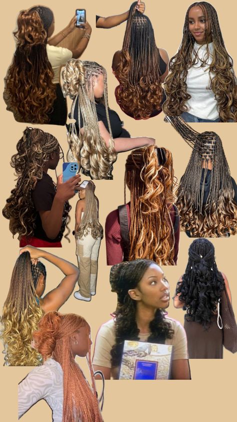 Black Hair Protective Styles, French Curl Braids, French Curls, Curl Braids, Cute Box Braids, French Curl, Short Box Braids Hairstyles, Goddess Braids Hairstyles, Box Braids Hairstyles For Black Women