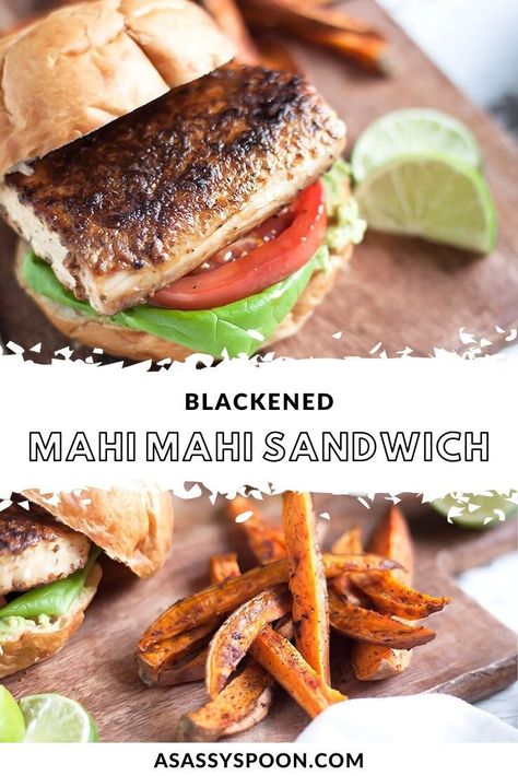 Mahi Sandwich Recipe, Mahi Mahi Sandwich, Mahi Sandwich, Blackened Mahi Mahi, Kaiser Roll, Fish Sandwich Recipes, Fish Sandwich, Mashed Avocado, Mahi Mahi