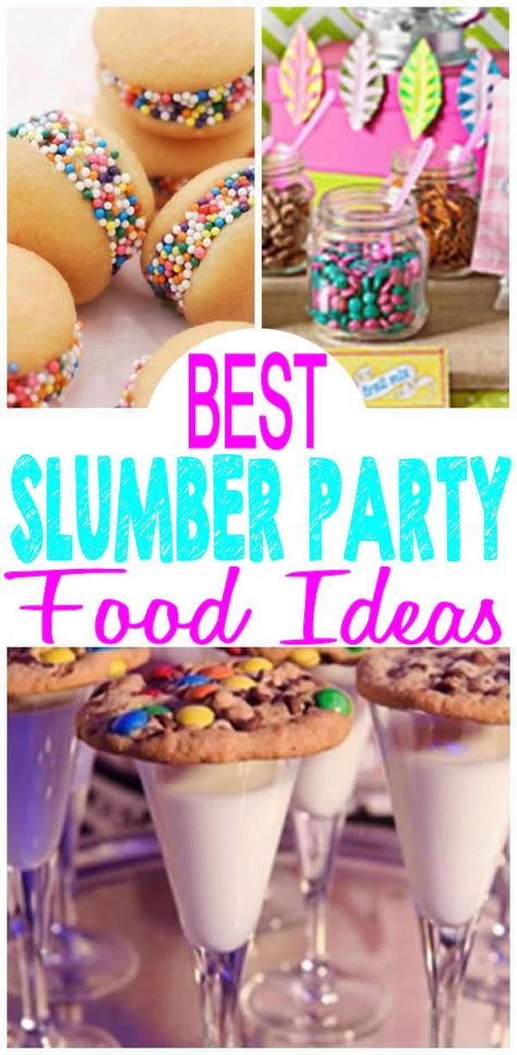 BEST slumber party food! COOLEST slumber party food ideas everyone will want. Kids, teens & tweens will love any of these sleepover party food ideas. From breakfast (waffle bars) to snacks to treats to candy to dinner to candy there is something for everyone. Slumber Party Food Ideas | Sleepover Birthday Theme! Find amazing slumber party food now :) Slumber Party Food Ideas, Sleepover Party Food, Sleepover Party Foods, Slumber Party Food, Slumber Party Foods, Bday Sleepover, Ideas Sleepover, Birthday Breakfast Party, Sleepover Snacks