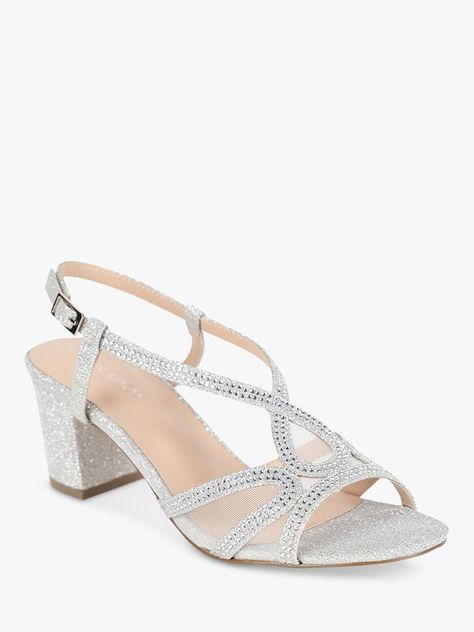 Add some glamour to your occasion outfit with these Ingris sandals from Paradox London. Featuring mesh and glitter figure of eight straps, the crystal details add extra glamour, whilst the block heel provides superior comfort. Wide Fit Wedding Shoes, Wide Fit Sandals, Pregnancy Shoes, Block Sandals, Wedding Flats, London Shoes, Wide Fit Shoes, Block Heel Sandals, Wedding Sandals