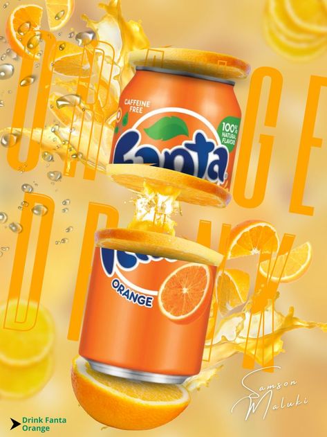 Orange poster design Orange Poster Design, Orange Poster, Graphic Design Collection, Fanta Can, Visual Branding, Pink Lemonade, Soda Can, Menu Restaurant, Post Design