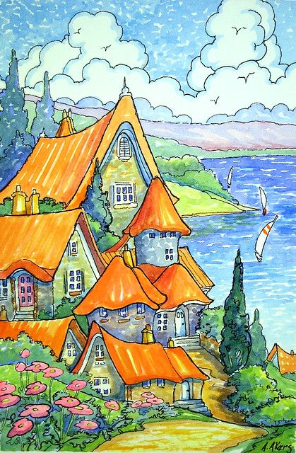 Cottage Drawing, Painting Tattoos, Warrior Angel, Cottage Illustration, Whimsical Art Paintings, Cottage Painting, Vintage Illustration Art, Storybook Art, Face Paintings