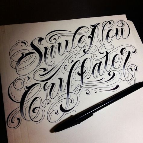 Gangster Lettering, Chest Tattoo Lettering, Tattoo Word Fonts, Smile Now Cry Later, Tattoo Fonts Alphabet, Rose Drawing Tattoo, Tattoo Fonts Cursive, Tattoo Lettering Design, Lettering Styles Alphabet