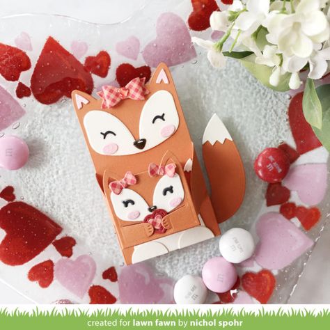 Lawn Fawn Video {2.6.19} Nichol's Cute Valentine's Day Treat Holders - Lawn Fawn Fox And Raccoon, Idea For Valentine, Christmas Craft Show, Indian Bedroom, Aol Mail, Woodland Critters, Tiny Gifts, Treat Holders, Lawn Fawn Cards