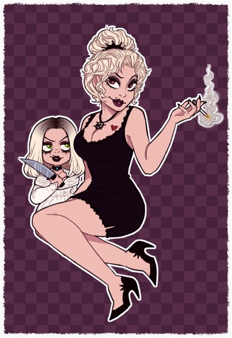 Tiffany Wallpaper Chucky, Chucky And Tiffany Art, Tiffany Valentine Art, Tiffany Valentine Drawing, Tiffany Drawing Chucky, Tiffany Childs Play, Tiffany Valentine Fanart, Bride Of Chucky Drawing, Chucky And Tiffany Drawing