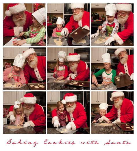 www.stephaniegreenwellblog.com Santa sessions children baking cookies with Santa chef hats Baking Cookies With Santa Photoshoot, Baking With Santa Pictures, Cookies With Santa Photoshoot, Cookies With Santa Photography, Gingerbread Pictures, Cookies With Santa, Santa Photography, Santa Sessions, Santa Pics