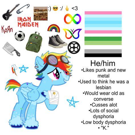 Rainbow Dash Headcanon, My Little Pony Headcanons, Mlp Hcs, Rainbow Dash Redesign, Mlp Headcanons, Mlp Redesigns, Character Headcanons, Head Cannons, Mlp Memes