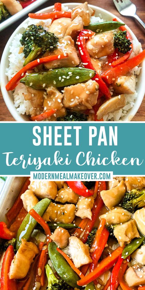 Teriyaki Chicken Vegetables, One Pan Chicken And Peppers, Sheet Pan Chicken Stir Fry With Vegetables, Asian Chicken Sheet Pan Recipes, Sheet Pan Dinners Teriyaki Chicken, Asian Sheet Pan Chicken, One Pan Teriyaki Chicken With Vegetables, One Pan Chicken Dinner Baking, Sheet Pan Chicken And Peppers