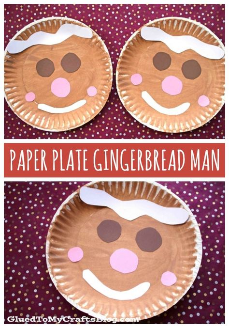 #gluedtomycrafts Christmas Paper Plate Gingerbread Man - Kid Craft Idea Ginger Bread Man Activities Preschool, Christmas Activities For Preschoolers Classroom, Paper Plate Gingerbread Man, Gingerbread Paper Plate Craft, Gingerbread Plate Craft, Fall Crafts With Paper Plates, Gingerbread Man Toddler Crafts, Prek Gingerbread Crafts, Ginger Bread Man Crafts Preschool