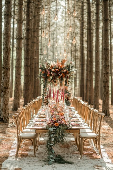 Say "I do" in a breathtaking setting with these 40+ fairy forest wedding ideas. Create an ambiance filled with fairy lights, rustic accents, and nature-inspired touches that bring magic to every moment. #fairyforestwedding #outdoorceremony #romanticvibes Vintage Forest Wedding, Fairy Forest Wedding, Boho Forest Wedding, Forest Wedding Ideas, Tulle Table Runner, Treehouse Wedding, Fairytale Romance, Twilight Wedding, Tulle Table