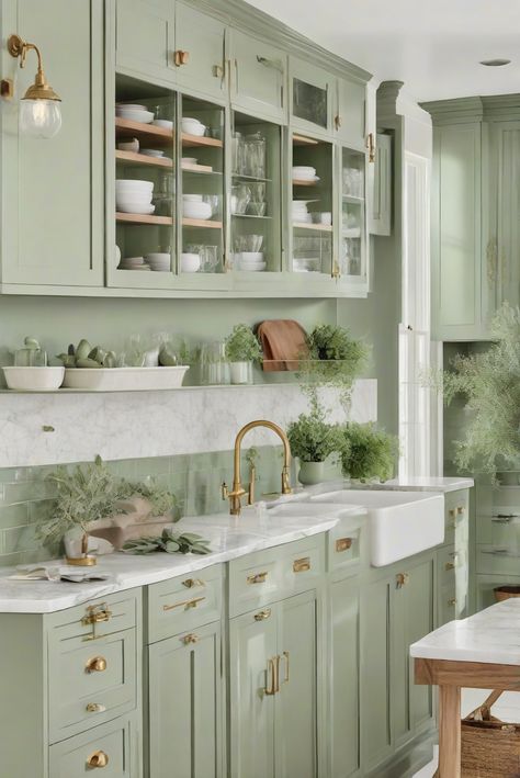 Unveil the allure of Sage Green for a cabinet refresh with these daily interior designer routines and decor ideas. Elevate your space with enchanting sophistication!
#ad  


#ideasInspo
#wallpaint2024
 #color2024
 #DIYpainting
 ##DIYhomedecor
 #Fixhome Soft Green Cabinets Kitchen, Backsplashes With Green Cabinets, Sage Green Cabinets Kitchen, Light Green Kitchen, Cabinet Refresh, Rustic Remodel, Pastel Bathroom, Sage Kitchen, Inviting Kitchen