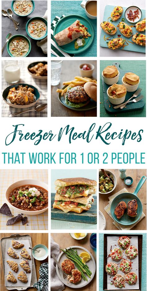 A common question about freezer cooking is, "What are some easy freezer meals for 1 or 2 people?" In this post we will walk you through how to freeze meals in small portions AND a great list of freezer meal recipes that work for 1 or 2 people. Great ideas if you're prepping freezer meals as an empty nester, looking for meals to prep for the elderly, or wanting to prep freezer meals for a college student! #freezermeals #makeaheadmeals #mealprep Freezer Meals For 1, Prep Freezer Meals, Meals For 1, Freeze Meals, Freezer Meal Recipes, Freezer Dinners, Budget Freezer Meals, Freezer Friendly Meals, Freezable Meals