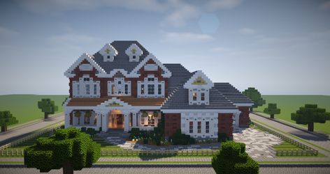 Suburban House Minecraft Suburban House, Modern Minecraft Houses, Minecraft City Buildings, Minecraft Mansion, Minecraft Houses Blueprints, Minecraft House Plans, Minecraft Modern, Minecraft Cottage, Minecraft House Tutorials