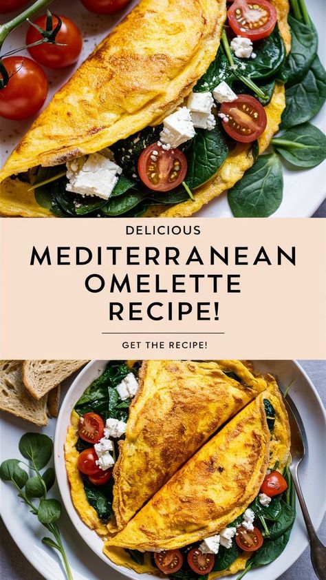 ✨ "Need a quick, healthy breakfast that keeps you full? This Mediterranean keto omelette combines fluffy eggs, fresh spinach, and tangy feta for a protein-rich start. Perfect for busy mornings—save this recipe and fuel your day!" Spinach And Feta Omelette, Keto Omelette, Mediterranean Keto, Salad Mixed Greens, Fluffy Eggs, Omelette Recipe, Fresh Spinach, Food Garnishes, Nutritious Breakfast