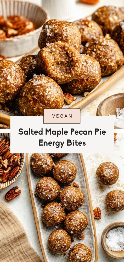 Maple Pecan Pie, Easy Pecan Pie, Snack Balls, Pecan Pie Easy, Energy Bites Recipes, Pie Flavors, Fall Snacks, Maple Pecan, Medjool Dates