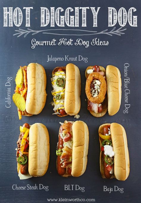 Dogs Ideas, Gourmet Hot Dogs, Plat Vegan, Hot Dog Bar, Burger Dogs, Summer Grilling Recipes, Hot Dog Recipes, George Foreman, Think Food