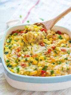 Corn Casserole - Pioneer Woman Popular Casseroles, Chicken Casserole Recipes Healthy, Healthy Corn, Healthy Chicken Casserole, Creamy Chicken And Rice, Corn Casserole Recipe, Popsugar Food, Pioneer Woman Recipes, Corn Casserole