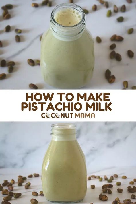 This homemade pistachio milk recipe is easy to make and is a great non-dairy milk option with a creamy texture! Pistachio Milk Recipe, Pistachio Milk, Non Dairy Milk, Mama Recipe, Pistachios Nuts, Almond Flour Recipes, Non-dairy Milk, Flour Recipes, Nut Milk