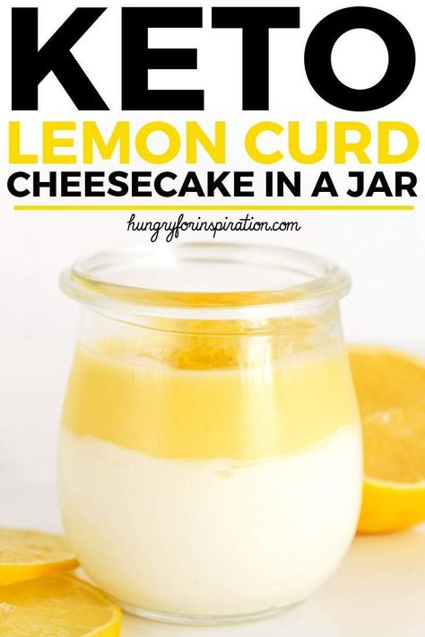 Easy Keto Lemon Curd Cheesecake In A Jar with only 2.2g net carbs per serving! Easy to make and perfect for lemon lovers on the ketogenic diet! Easy keto treat or keto dessert #ketodessert #ketotreat #cheesecakerecipes #lemoncurd #lowcarbdesserts Keto Lemon Cheesecake, Keto Lemon Curd, Lemon Curd Cheesecake, Cheesecake Ideas, Cheesecake In A Jar, Keto Mug Cake, Keto Friendly Desserts, Diet Breakfast Recipes, Keto Cheesecake