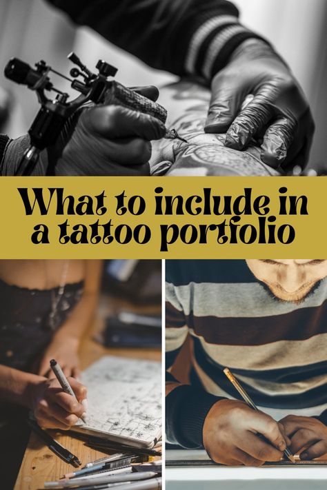 What to Include in a Tattoo Portfolio - TattooGlee How To Become A Tattoo Apprentice, Tattoo Portfolio Ideas Design, How To Become Tattoo Artist, Tattoo Artist Practice, Tattoo Artist Portfolio Book, Tattoo Business Ideas, Tattoo Designs For Beginner Artists, How To Make A Tattoo Portfolio, Become A Tattoo Artist