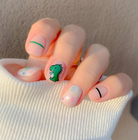 Nerdy Nails, Dragon Nails, Minimal Nails Art, Hello Nails, Gel Nails Diy, Simple Gel Nails, Animal Nails, Nail Art Designs Videos, Cute Gel Nails