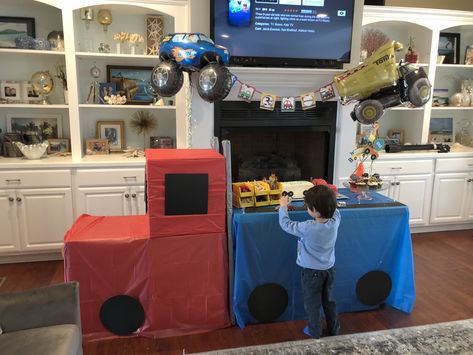 Truckin Into 2 Birthday, Trucker Theme Party Semi Trucks, Semi Truck Pinata, Trucker Party Theme, Semi Truck Decorations Ideas, Semi Truck First Birthday, Semi Truck Themed Birthday Party, Semi Themed Birthday Party, Semi Truck Party Ideas