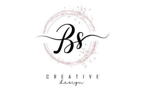 Handwritten BS B S letter logo with sparkling circles with pink glitter. B S Logo Design, B And S Logo, Bs Logo Design Ideas, Bs Logo Design Letter, Bs Logo Design, S B Logo, Bs Logo, Blank Wedding Invitation Templates, Cute Pics For Dp