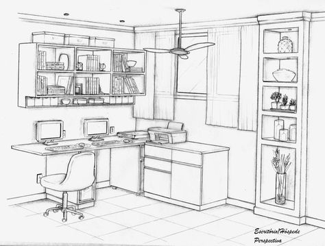 Room Perspective Drawing, Interior Design Sketchbook, Perspective Sketch, Perspective Drawing Architecture, Interior Architecture Drawing, Drawing Interior, Perspective Drawing Lessons, Interior Design Drawings, Interior Design Sketches