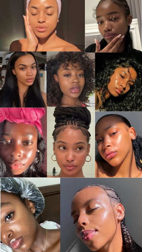 Clear Skin Vision Board, Skin Vision Board, Face Skin Routine, Glowing Black Skin, Light Brown Skin Tone, Light Brown Skin, Pretty Dark Skin, Black Skin Care, Skin Clear