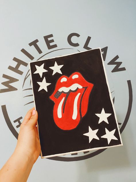 Pairing Ideas On Canvas, Band Paintings Canvas, Lengua Rolling Stones, Preppy Paintings, Cuadros Diy, Eye Drawing Tutorials, Cute Canvas Paintings, Cute Canvas, Cute Paintings