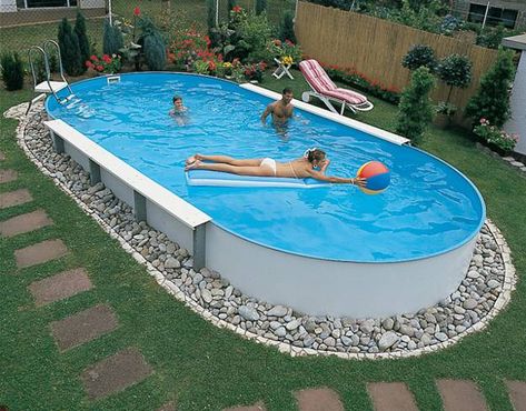 backyard designs with swimming pools and outdoor seating area Swimming Pool Design Ideas, Summer Patio Decor, Halloween Patio, Pool Design Ideas, Private Swimming Pool, Diy Swimming Pool, Backyard Designs, Cheap Patio, Above Ground Pool Landscaping