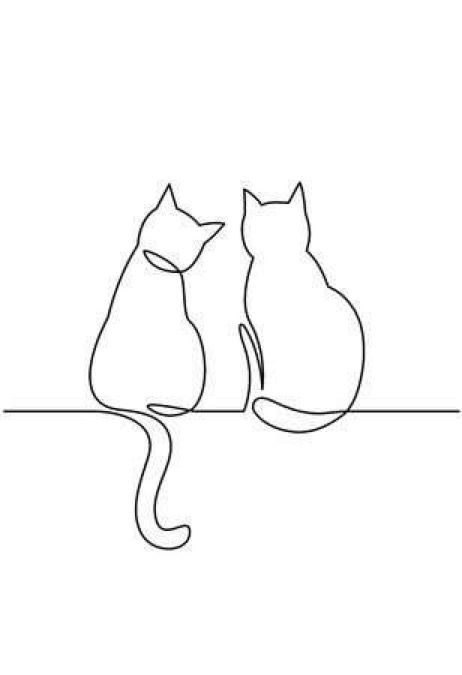 Outline Of Cat, Silhouette Chat, Band Tattoo Designs, Cat Obsession, Cat Tattoos, Cat Tattoo Designs, One Line Drawing, Continuous Line Drawing, Line Art Tattoos